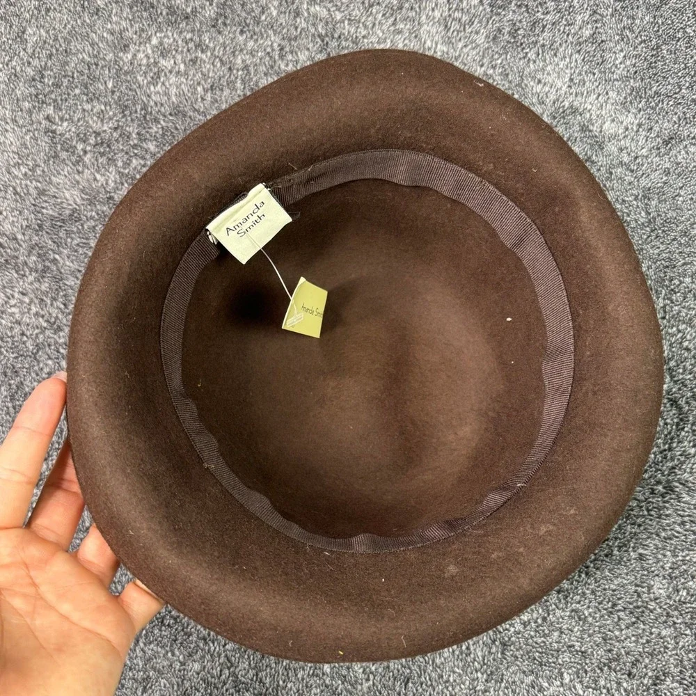 Amanda Smith Brown 100% Wool Cloche Hat Made in Italy Vintage Style Felt Hat